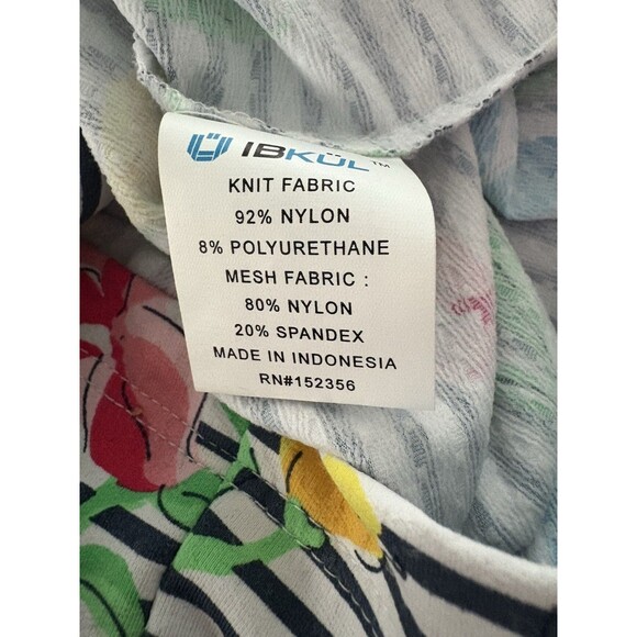 IBKUL Dress Size L Blue White Stripe Floral Mesh Sleeve Golf Fish Beach UPF - Picture 16 of 16